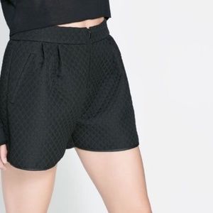 Black Textured Shorts